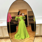 Sexy strapless with removable puff sleeves floor length prom dress Y1050