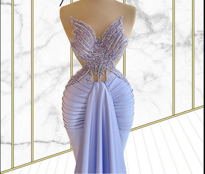 light purple prom dresses, beaded prom dresses, crystal prom dresses, sweetheart neck prom dresses, satin prom dresses Y1510