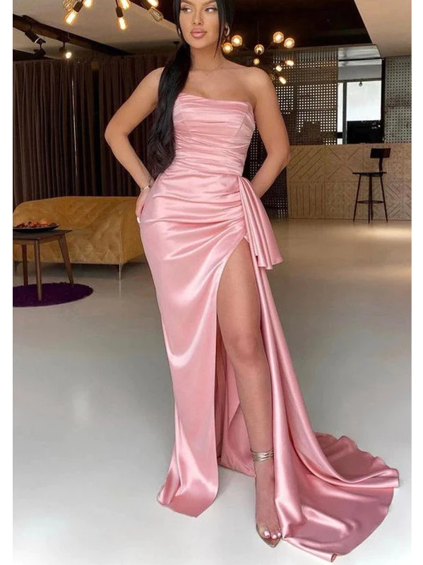 Pink Mermaid Sexy Unique Elegant Black Girls Slay Elegant Evening Modest Long Prom Dresses Y53