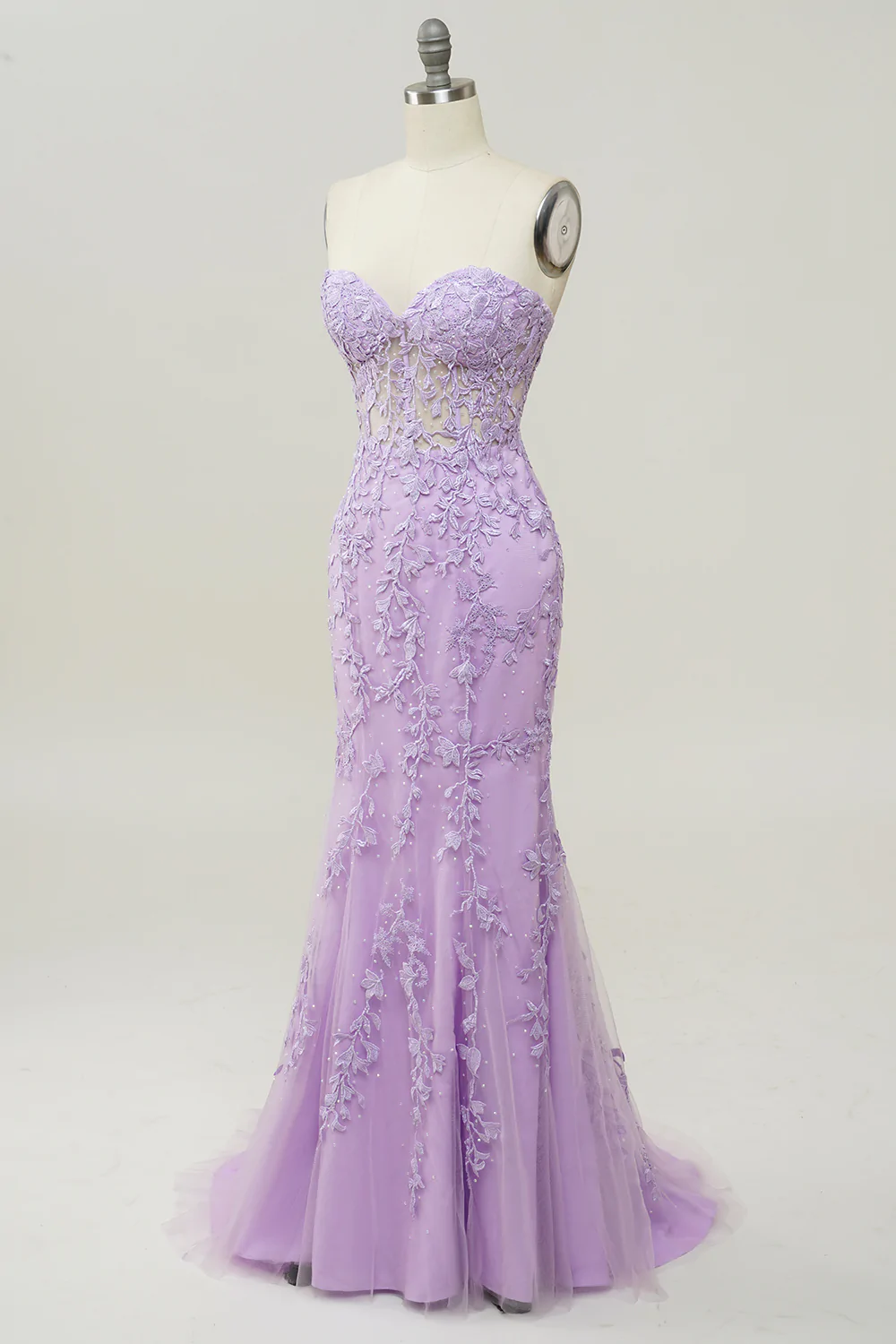 Purple Sweetheart Neck Mermaid Prom Dress With Appliques Y860
