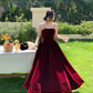 Spaghetti Straps Burgundy Velvet Prom Dress Simple Prom Dress Party Dress Y659