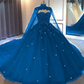Sweetheart Neckline Tulle Lace Ball Gown With Cape Princess Dress Y673