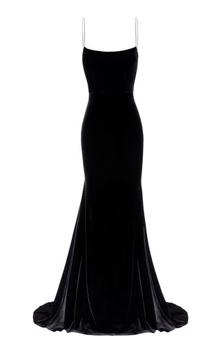 Spaghetti Straps Black Mermaid Prom Dresses Long S23040