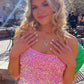 Pink Sequin Backless Mini Homecoming Dress Y62