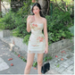 Spaghetti Straps Floral Summer Dress Outfit Bodycon Dress Mini Homecoming Dress Y689