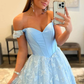 Light Blue Sweetheart Off-the-Shoulder A-line Prom Dress Y1869