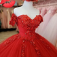 Generous Red A-line Tulle Lace Ball Gown,Sweet 16 Dress Y1221