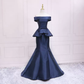 Simple Blue Mermaid Satin Prom Dress  s19