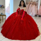 Red Quinceanera Dresses Sweetheart Lace Appliques Sweet 16 Dress Ball Gowns Y179
