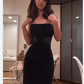 Black Spaghetti Straps Long Formal Evening Prom Dress Y627