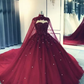 Royal Blue Tulle Ball Gown Prom Dress With Cape  S8255