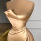 Glamorous Champagne Starpless Long Prom Dress With Split Y50