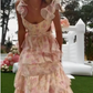 Charming A-line Print Tiered Long Prom Dress,Summer Beach Dress  Y1614