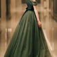Simple green tulle long prom dress, green tulle evening dress Y1554