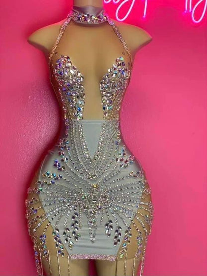 Luxurious Beaded Short Party Dress Sexy Party Dress Y20