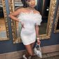 White Short Homecoming Dress With Ruffles,Party Dress Y1544