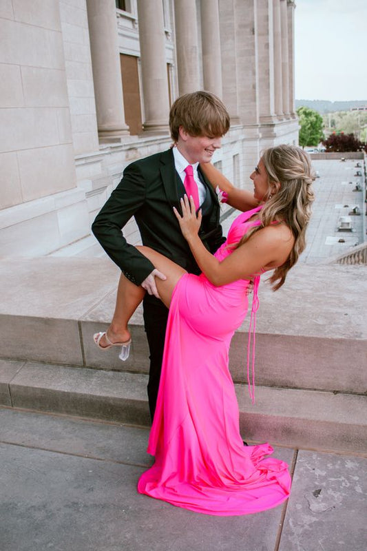 Elegant Hot Pink Mermaid Prom Dress,Sexy Formal Gown Y1509