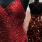 Mermaid Burgundy Sequins Prom Dress,Classic Burgundy Formal Gown Y1545