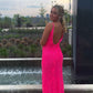 Elegant Hot Pink Prom Dress,Backless Evening Dress,Formal Gown Y1717