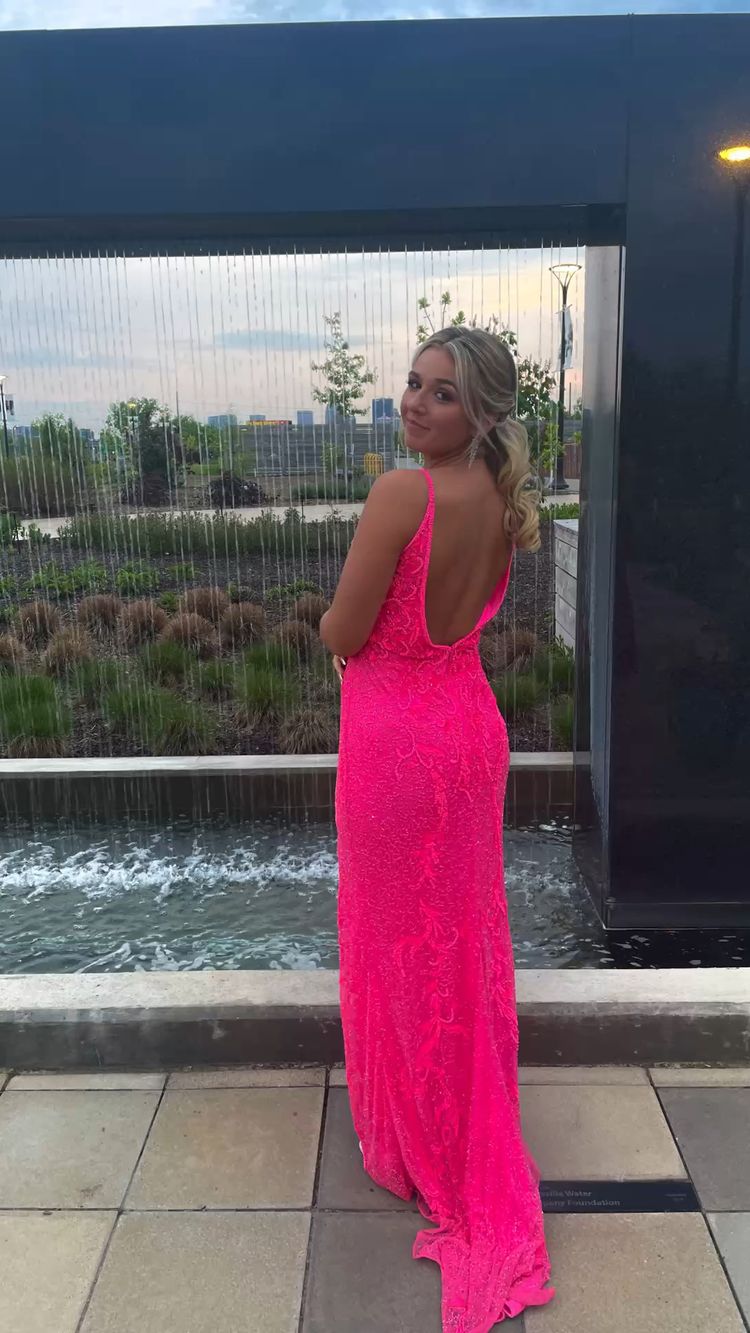 Elegant Hot Pink Prom Dress,Backless Evening Dress,Formal Gown Y1717