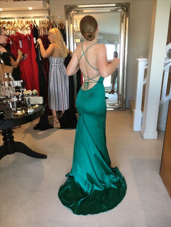 Green Mermaid Long Prom Evening Dress,Formal Dress Y640