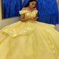 Off The Shoulder Yellow Princess Dress Sweet 16 Dress Ball Gown Y655