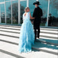 Elegant A-line Light Blue Tulle Prom Dress,Graduation Dress Y975