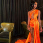 Orange Sleeveless Satin Sexy Party Dress ,21th Birthday Outfit Dress, Sexy Evening Dress Y782