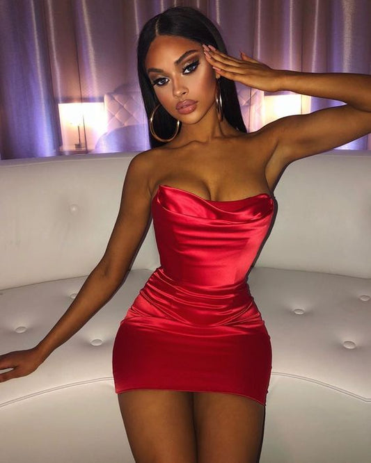 Stylish Sheath Strapless Red Short Homecoming Dress  Y15