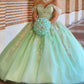Stunning Off The Shoulder Tulle Floral Ball Gown Sweet 16 Dress Y1235