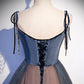 Blue tulle sequins long prom dress evening dress s80