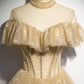 Gold A line sequins long ball gown dress formal dress s78
