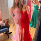 Chic One Shoulder Pink Sequins Evening Dress ,Sparkly Pink Evening Gown Y1633