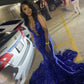Royal Blue Mermaid Long Prom Dress With Train Sexy Evening Dresses Y1628