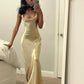 Gold Mermaid Sexy Prom Dress Long Evening Dresses Formal Gown Custom Y1598