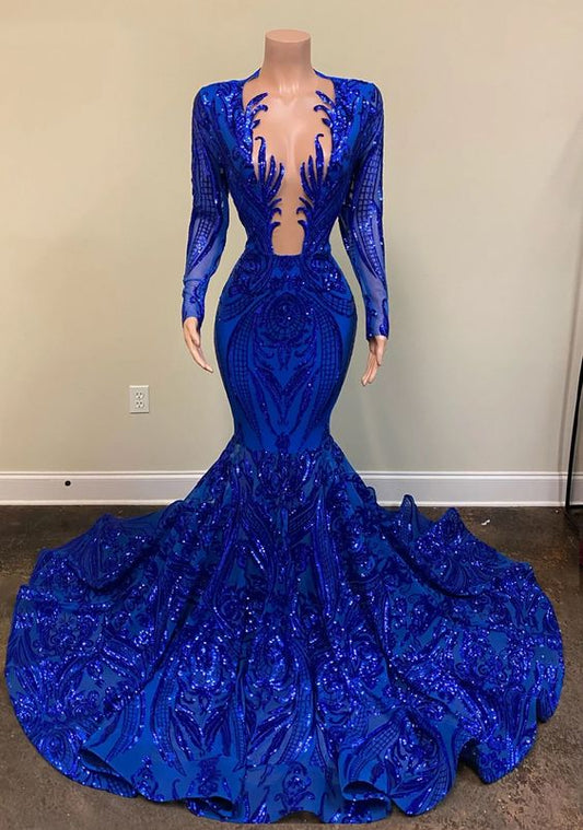 royal blue prom dresses,lace prom dresses, deep v neck prom dresses, custom make prom dresses Y1591