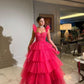 A-line Tulle Long Prom Dresses Fashion Formal Dress Y1041