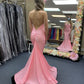 Pink Satin Long Prom Dress Mermaid Evening Dress Y1025