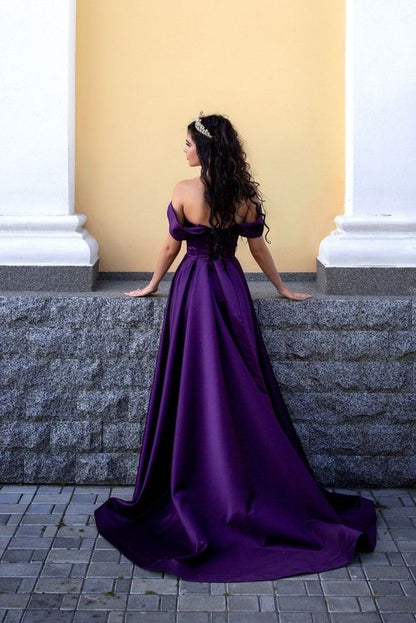 Purple Satin Evening & Prom Dress,Custom Corset Bridesmaid Dress Y865