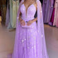 A-line Lavender Lace Tulle Prom Dress,Charming A-line Evening Dress Y1022