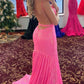 Long Pink Sleeveless Mermaid Sparkly Prom Dresses,Backless Prom Gown Y867