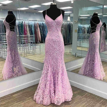 Gorgeous Mermaid Lilac Prom Dress with Embroidery Y1009