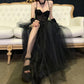 Gothic Black Tulle Prom Dress,Sexy Black Sleeveless Prom Gown Y1133