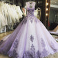 Romantic Lavender Lace Ball Gown Dress Sparkling Party Special Occasion Dress Y1074