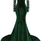 Women's Long Sleeves Mermaid Dark Green Evening Dress Y1444