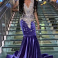 Purple and silver prom dress for black girl,sexy evening dress Y1710