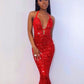 Charming Mermaid Red Sequins Long Prom Dresses,Sexy Red Evening Dress Y1693