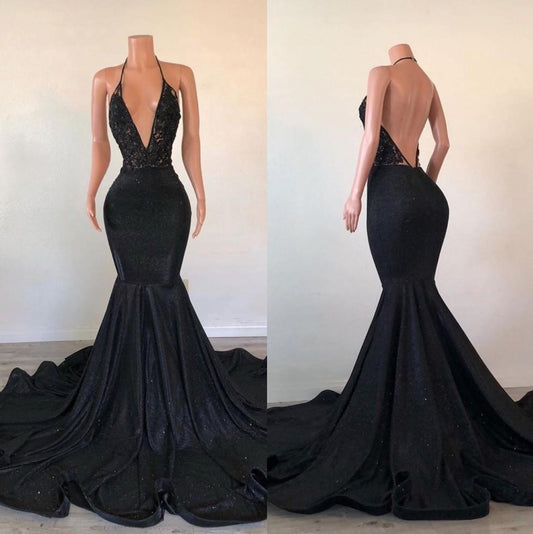black prom dresses, lace prom dresses, mermaid prom dresses, sequins prom dresses, arabic party dresses Y1666