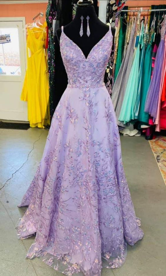 Elegant A-line V Neck Prom Dress,Charming Evening Dress Y1740