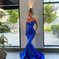 Royal Blue Long Prom Dresses,Mermaid Spaghetti Straps Evening Dresses Y1686